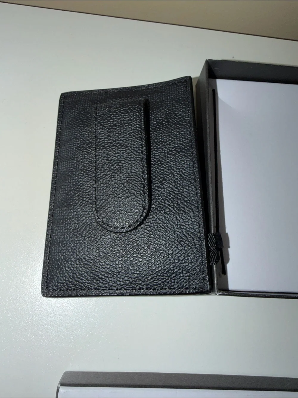 Michael Kors Black Textured Leather Card Case with Money Clip